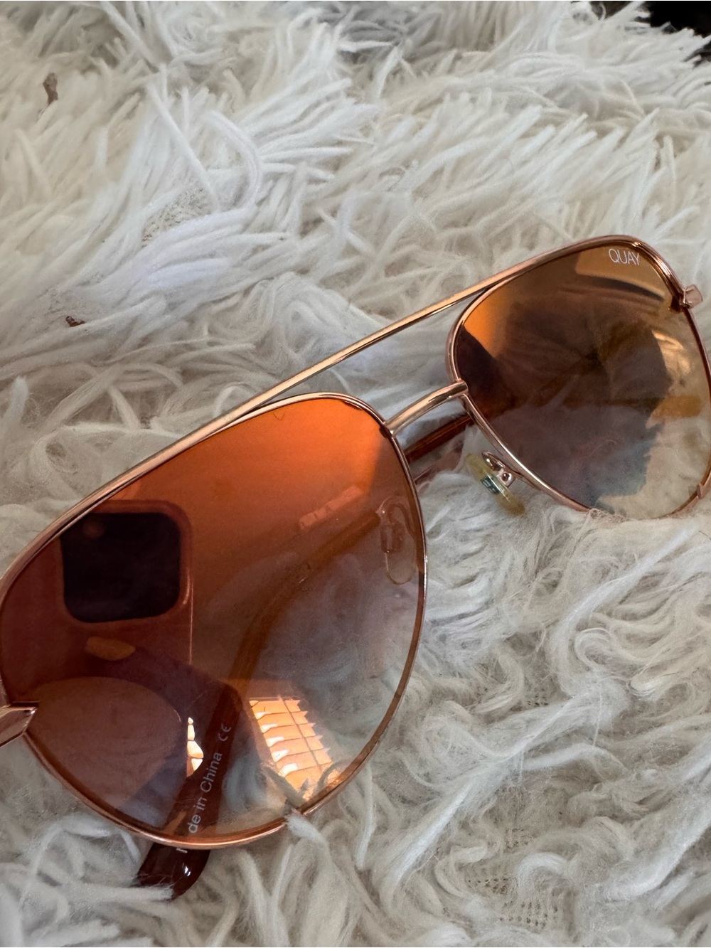 QUAY Aviator Sunglasses in Rose Gold